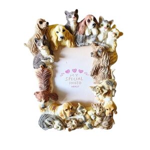Charming Pet-Themed Resin Photo Frame Dogs and Cats Herco 3.5 X 5 Photo NWT